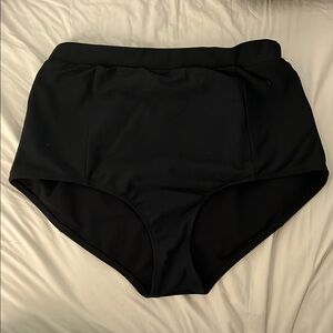 Women's Black High-Waisted Swim Bottoms